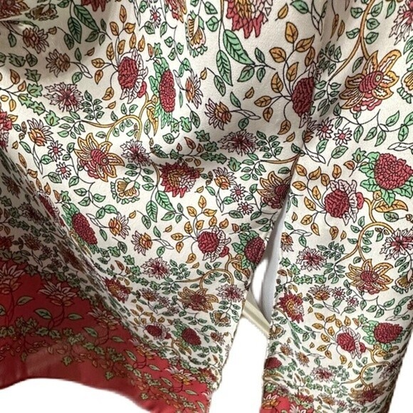 Max Studio Floral Print Cap Sleeve Asymmetrical Side Tie Blouse Woman's Size M - Picture 10 of 16